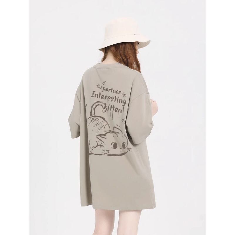 おすすめ 感満々 柔らかくて優しい印象 タイルアップ プリント 4色選択 半袖Tシャツ＜S-9317＞