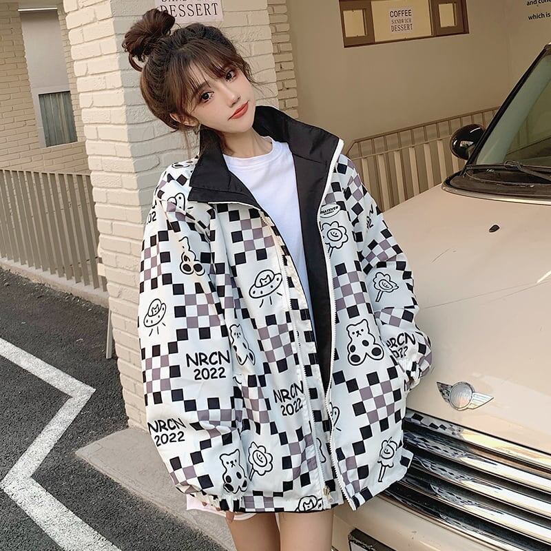 カジュアル チェック柄 一目惚れ 長袖 ジャケット ブルゾン アウター＜S-2893＞
