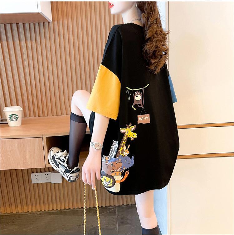 遊び心溢れるキュートなデザインのレディースゆったり半袖Tシャツ<S-2855>
