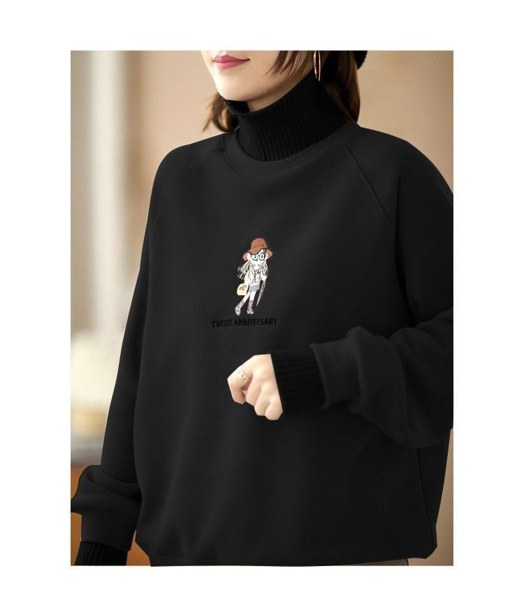 【裏起毛】大活躍  ハイネック刺?ロゴ厚手スウェット全5色 <S-4717>