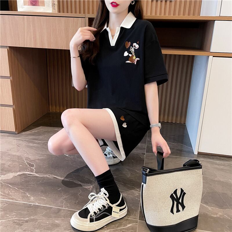 定番シンプル 切り替え カジュアル 半袖Ｔシャツⅹパンツセット全3色 <S-8267>