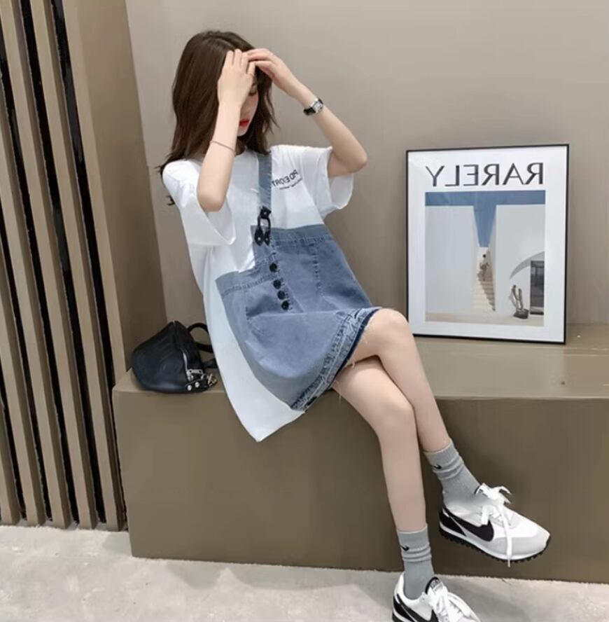 個性的なデザイン 2色選択可 一目惚れ レイヤード風 Tシャツ カットソー＜S-8286＞