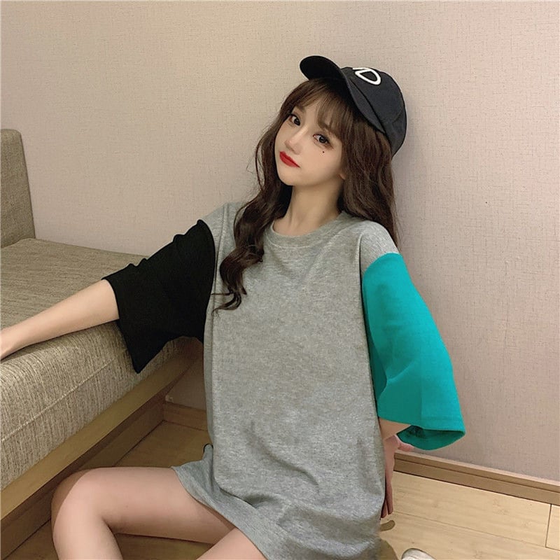 海外トレンド カジュアル 好感度UP 全2色 半袖 Tシャツ ワンピース ＜S-11704＞