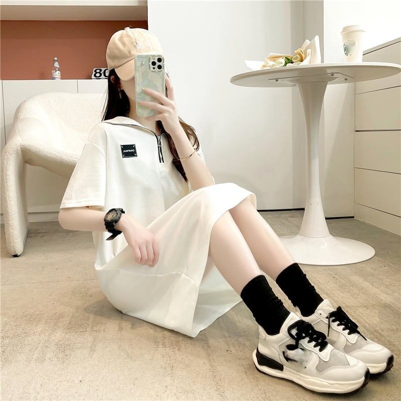 ゆったり感アップ 3色選択可 オシャレ度満点 Tシャツ カットソー ワンピース＜S-3219＞
