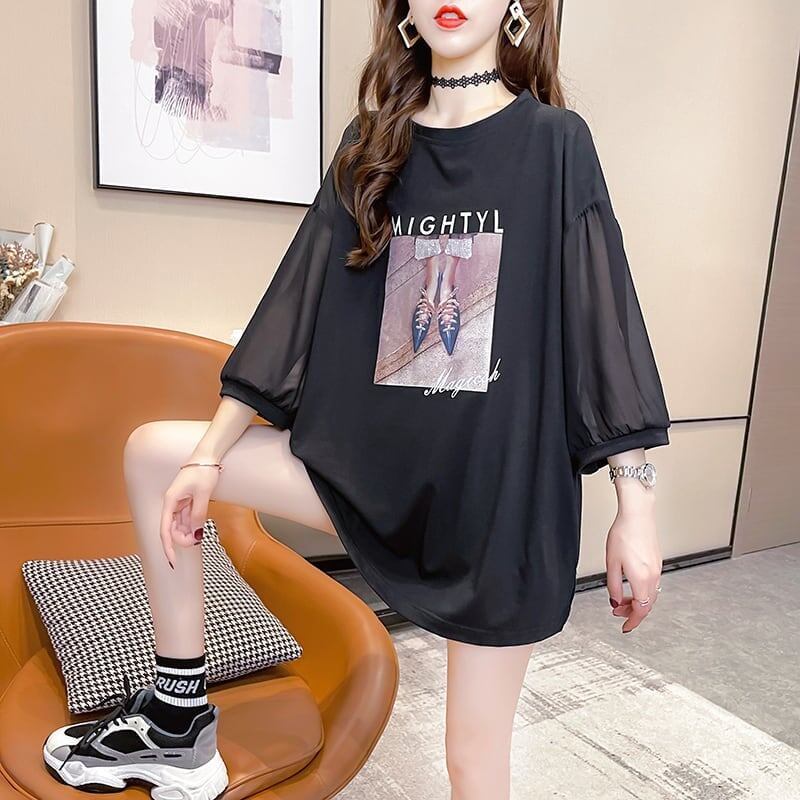 話題沸騰中 プリント 切り替え ストリート ゆったり 着せ トップス Tシャツ ＜S-2075＞