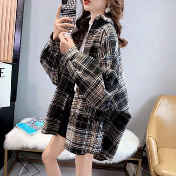 超人気 オシャレ 都市ファッショ デザイン 定番シンプル チェック柄 シャツ ＜S-9646＞