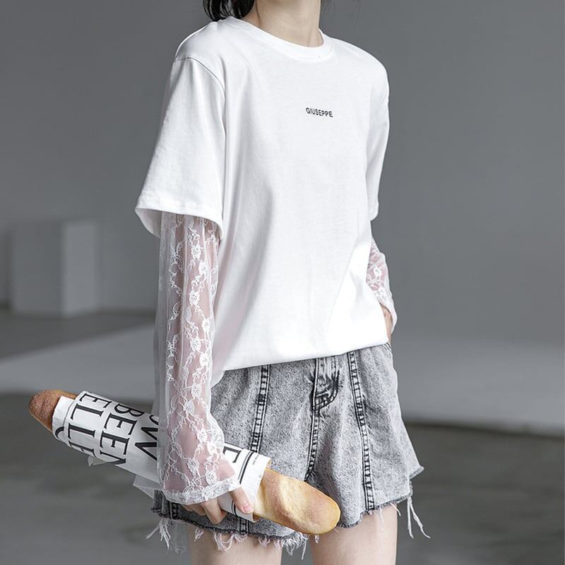 清純甘くて女子力UP 切り替え 美感いっぱい Tシャツ カットソー＜S-3020＞