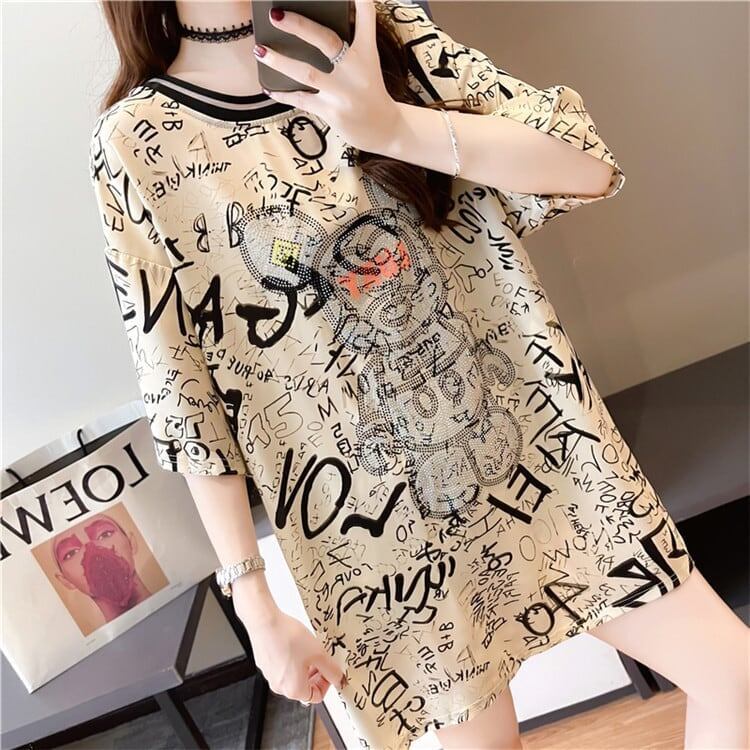 着?せ 立体のリボン バックオープン ロング Tシャツ ゆったり半袖 ＜S-2920＞