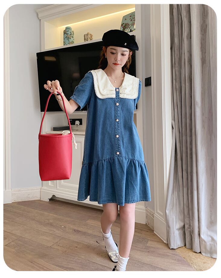 新商品 スウィート 大人可愛い デニム ワンピース<S-8375>