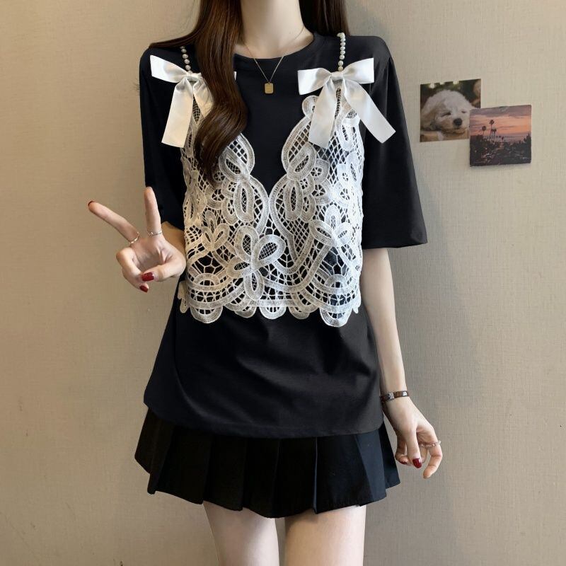 ファッション感満々 ロング丈 ゆったり 2色半袖Tシャツ＜S-10995＞