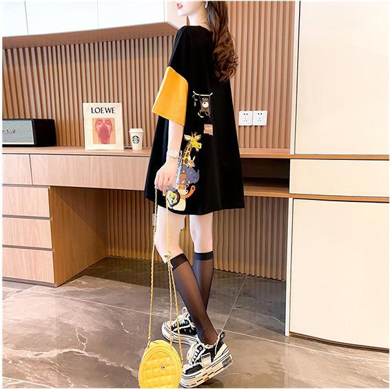 遊び心溢れるキュートなデザインのレディースゆったり半袖Tシャツ<S-2855>