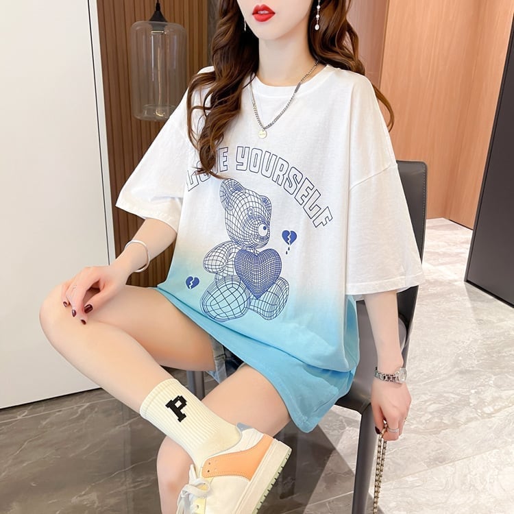 おすすめ新作 プリントTシャツ グラデーション ゆったり半袖＜S-2886＞