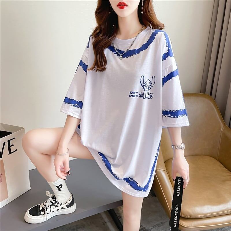 好感度満載 切り替え 美感いっぱい プリント Tシャツ カットソー＜S-3585＞