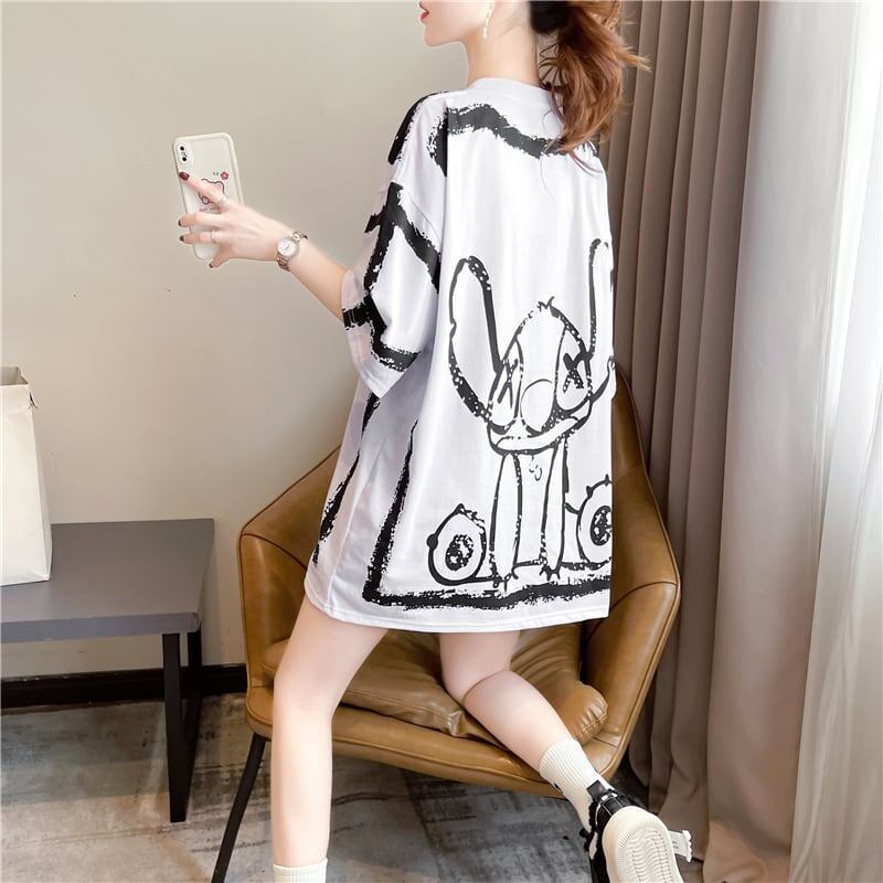 好感度満載 切り替え 美感いっぱい プリント Tシャツ カットソー＜S-3585＞