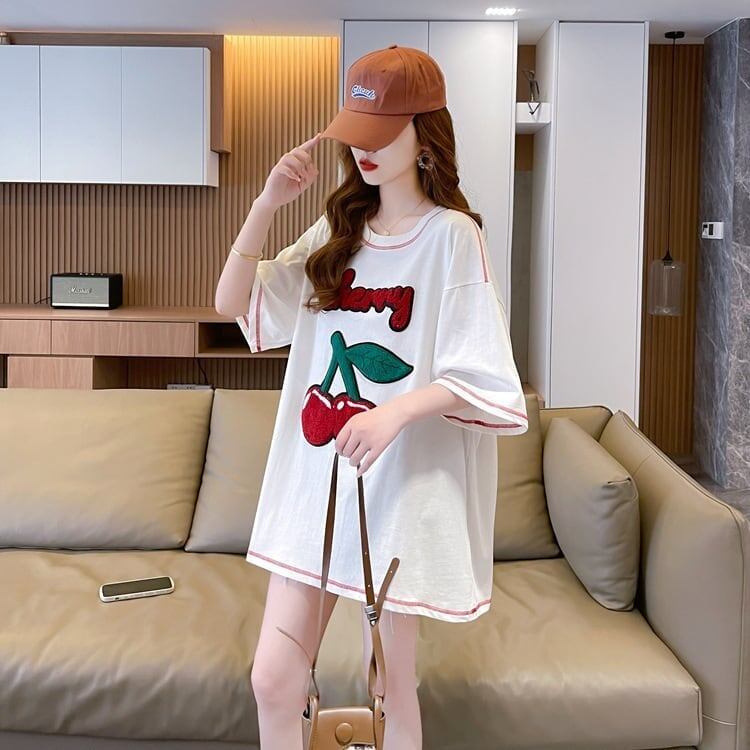 おすすめ新作 Tシャツ チェリー刺 ゆったり半袖＜S-2971＞