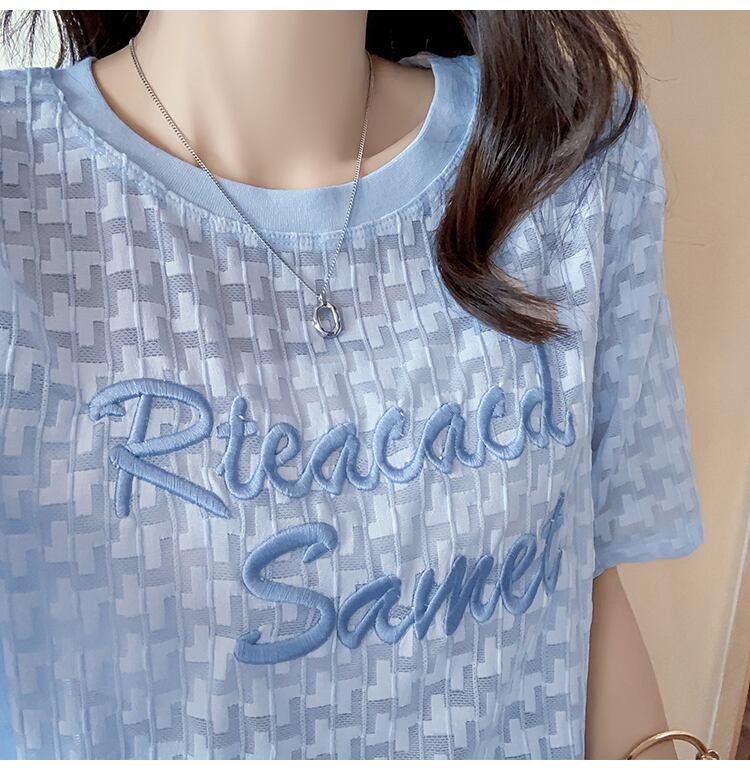 【半額！期間限定！！】大活躍 シフォン 定番シンプル 刺繍 全3色 Tシャツ カットソー ＜S-8601＞