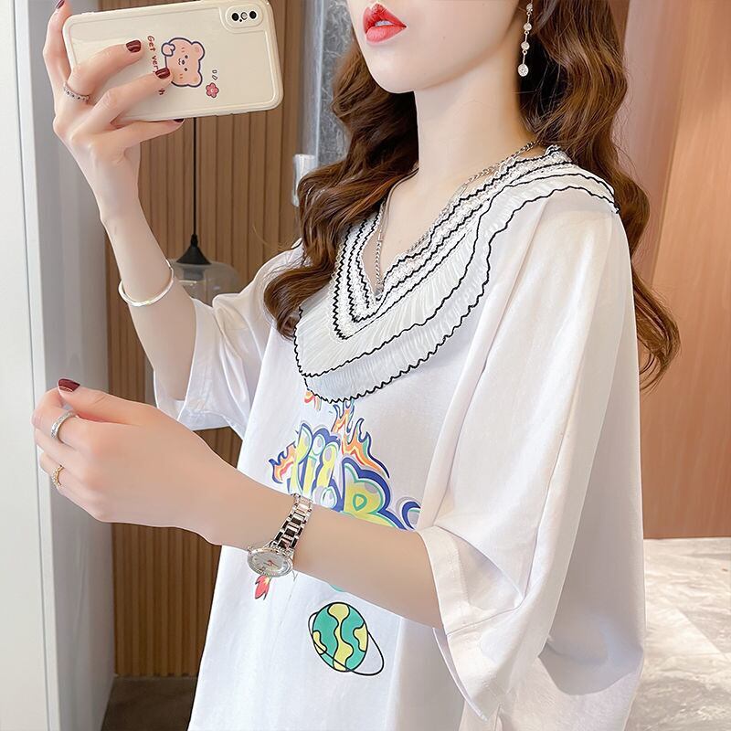 【半額！期間限定！！】オシャレ度満点 キュート 着心地抜群 プリント 全3色 Tシャツ カットソー＜S-8536＞