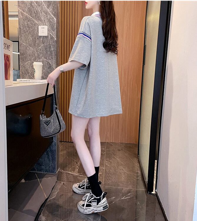 超人気 カジュアル 着回し力抜群 切り替え レース プリント全2色 半袖Tシャツ<S-9039>