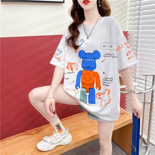 【個性派】 プリント カジュアル ビッグロゴ ゆったりトップス 半袖Tシャツ 全2色＜S-4940＞