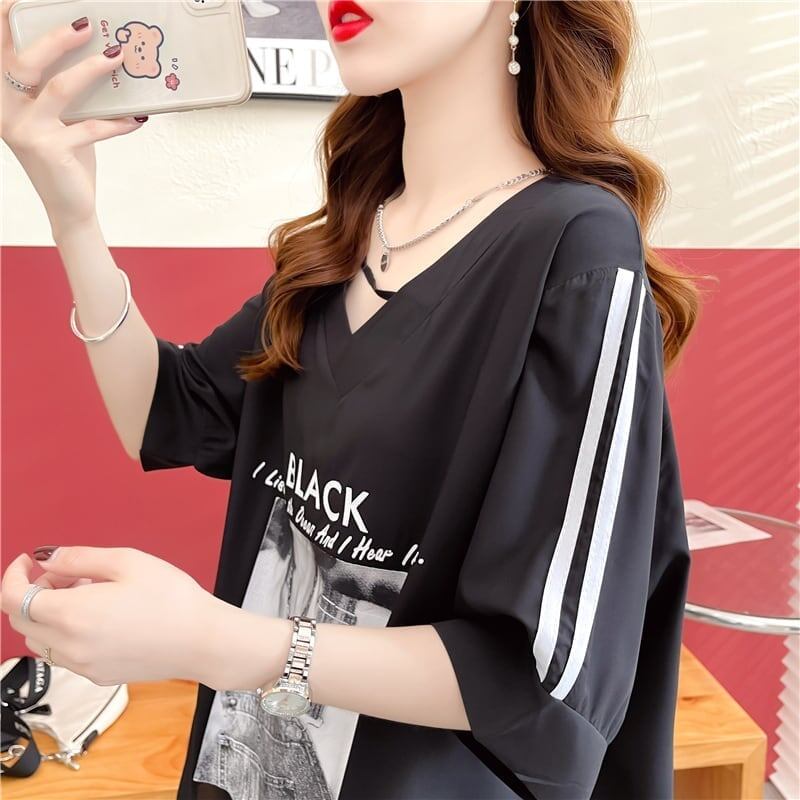 デザイン感 プリント チャーミング Tシャツ カットソー＜S-3476＞