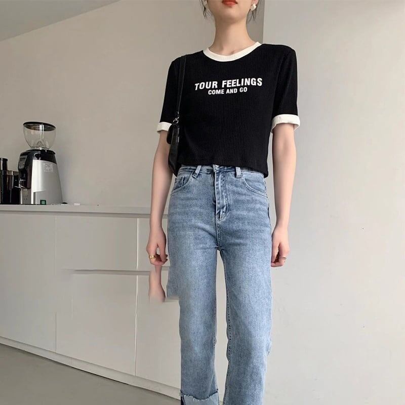 ゆったり感アップ アルファベット ファッション Tシャツ カットソー＜S-3077＞