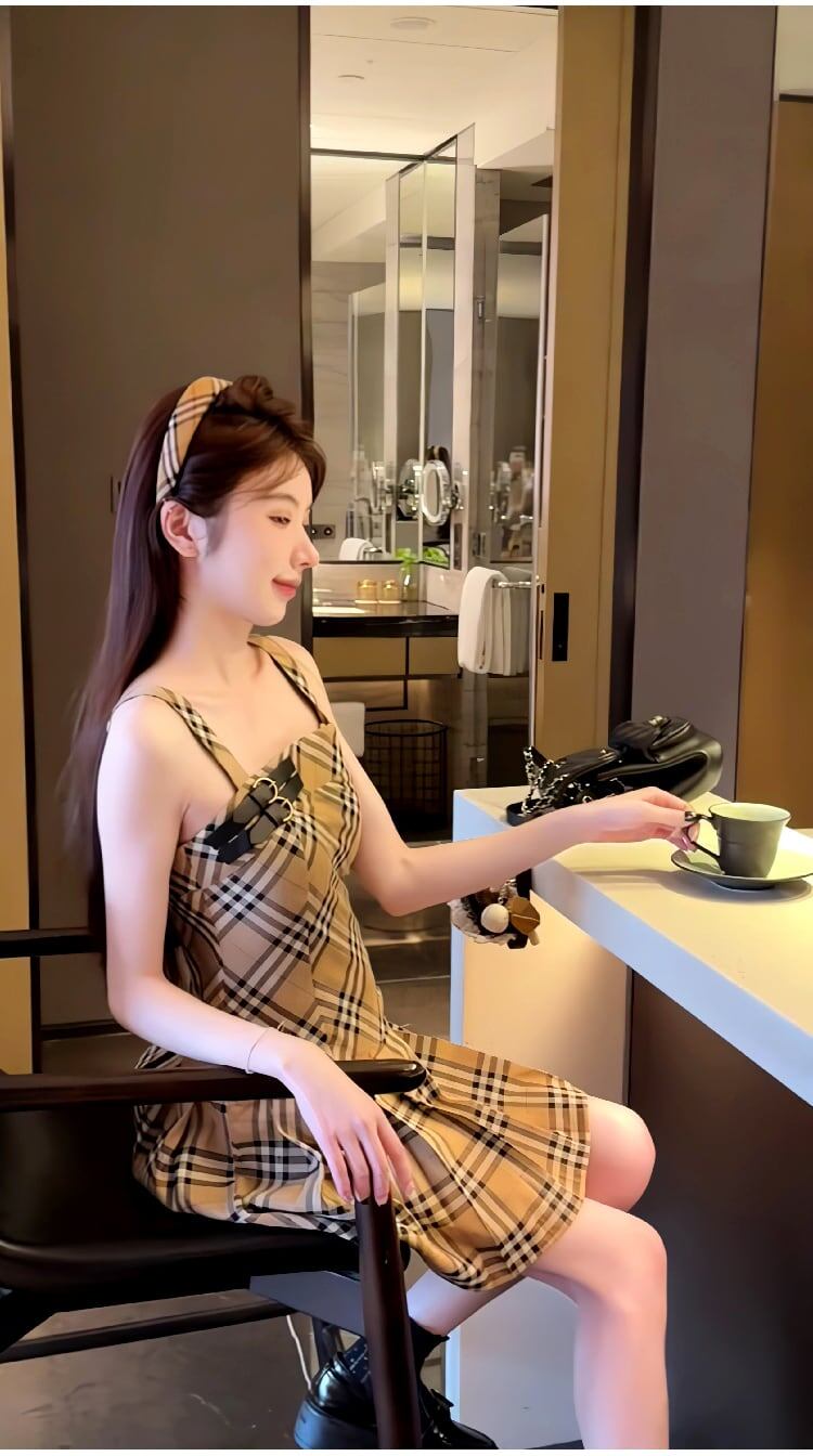 早い者勝ち 大人可愛い 超人気 シンプル チェック柄 フロック<S-11180>