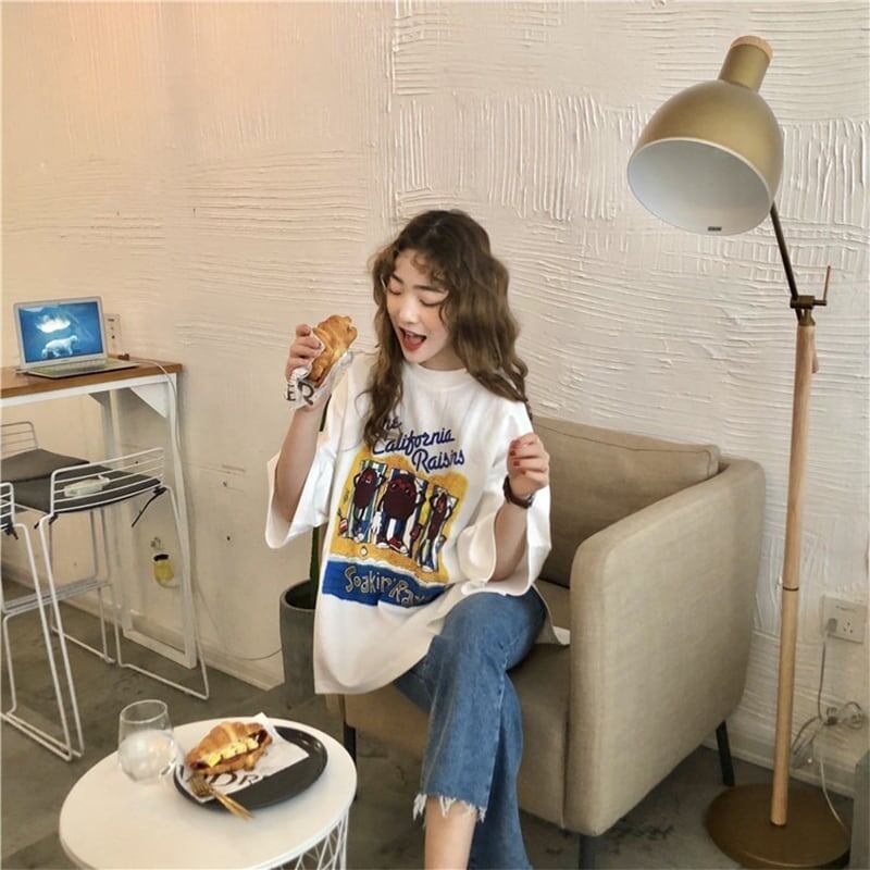 合わせやすい 切り替え 美人度アップ プリント Tシャツ カットソー＜S-3447＞