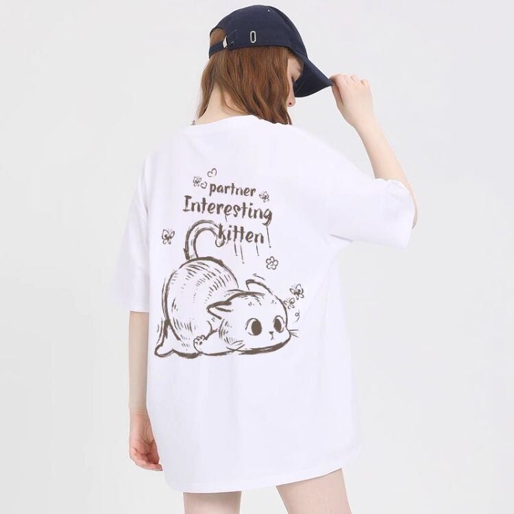 おすすめ 感満々 柔らかくて優しい印象 タイルアップ プリント 4色選択 半袖Tシャツ＜S-9317＞