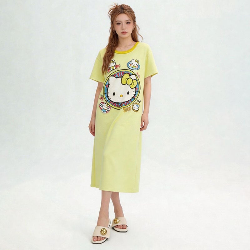 新作 シンプル プリント Tシャツ ワンピース <S-13175>