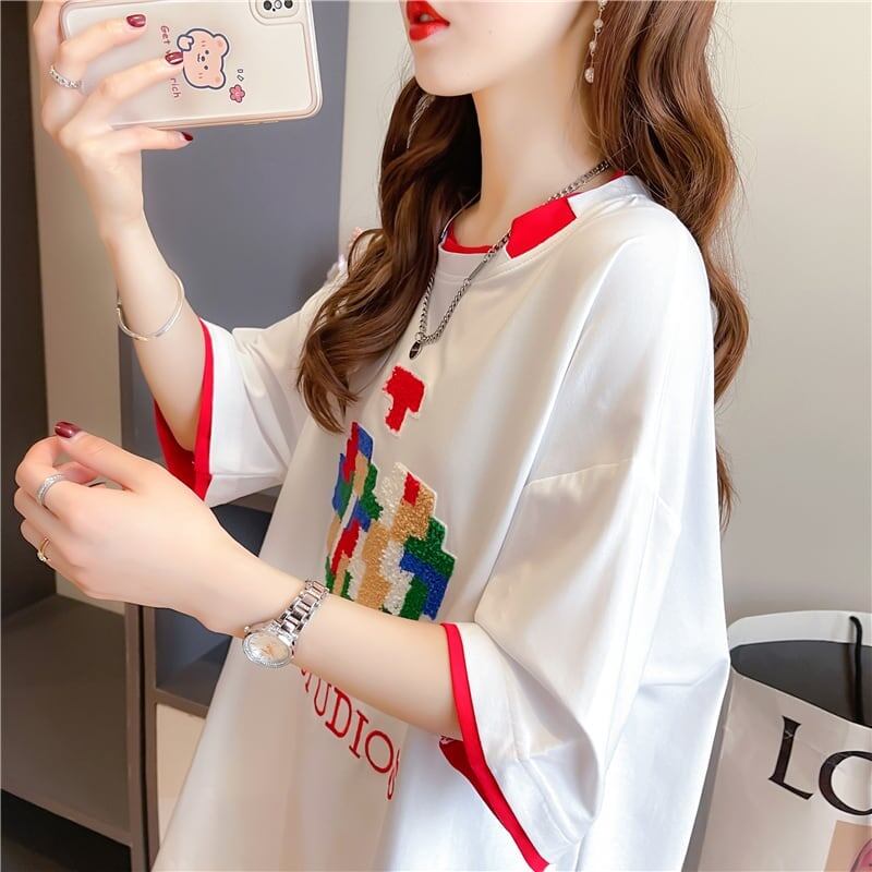 とてもデザイン性の高いモザイクエレメント半袖Tシャツ<S-2986>