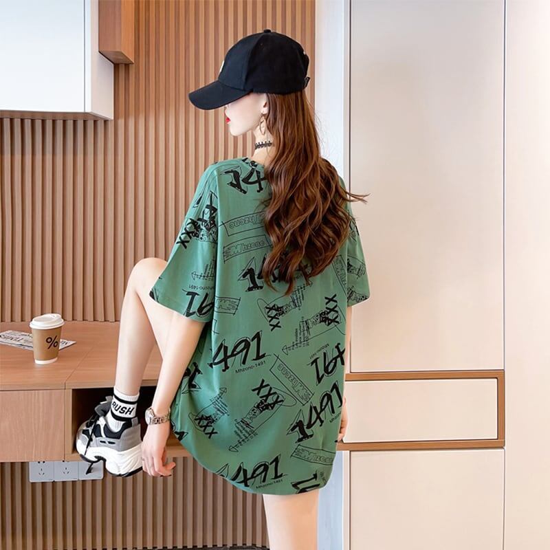 オシャレ度満点 プリント カジュアル Tシャツ カットソー＜S-3301＞