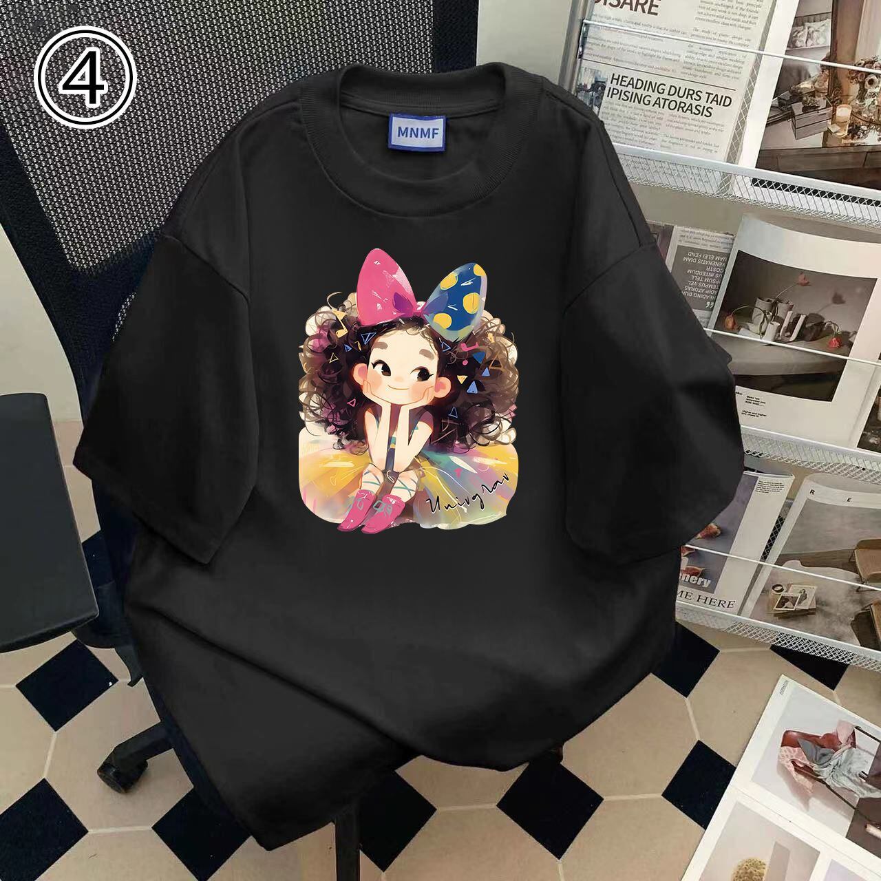 大人可愛い カジュアル 定番シンプル プリント 6種選択可 半袖Tシャツ<S-8906>