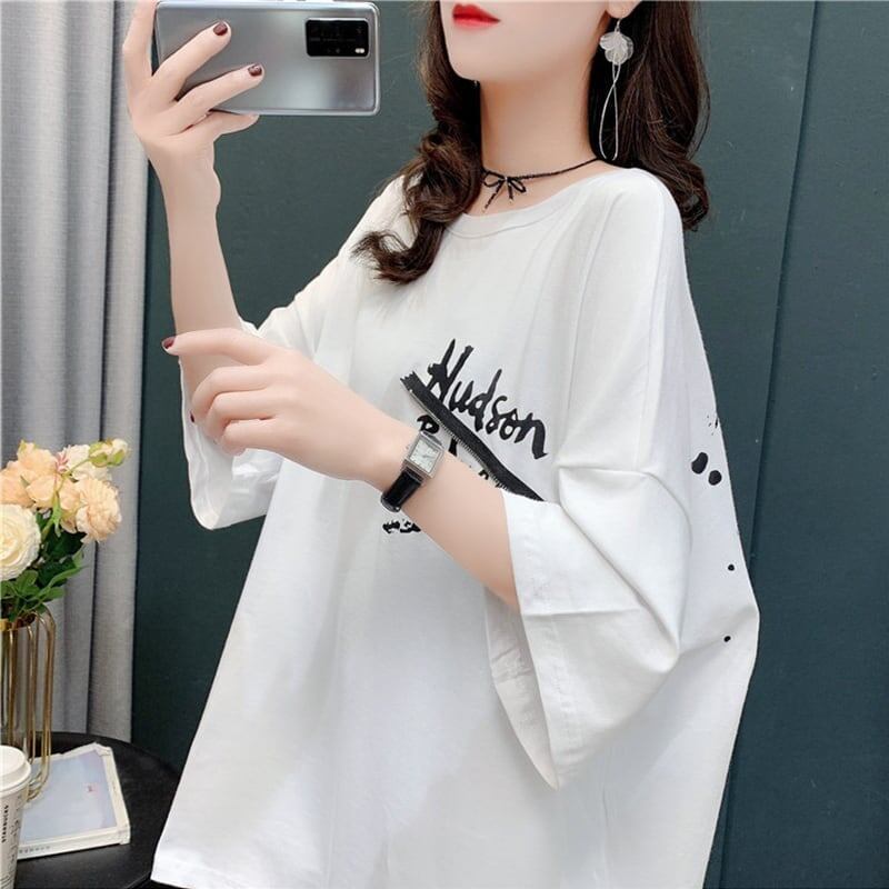 デザイン感 切り替え チャーミング プリント Tシャツ カットソー＜S-3578＞