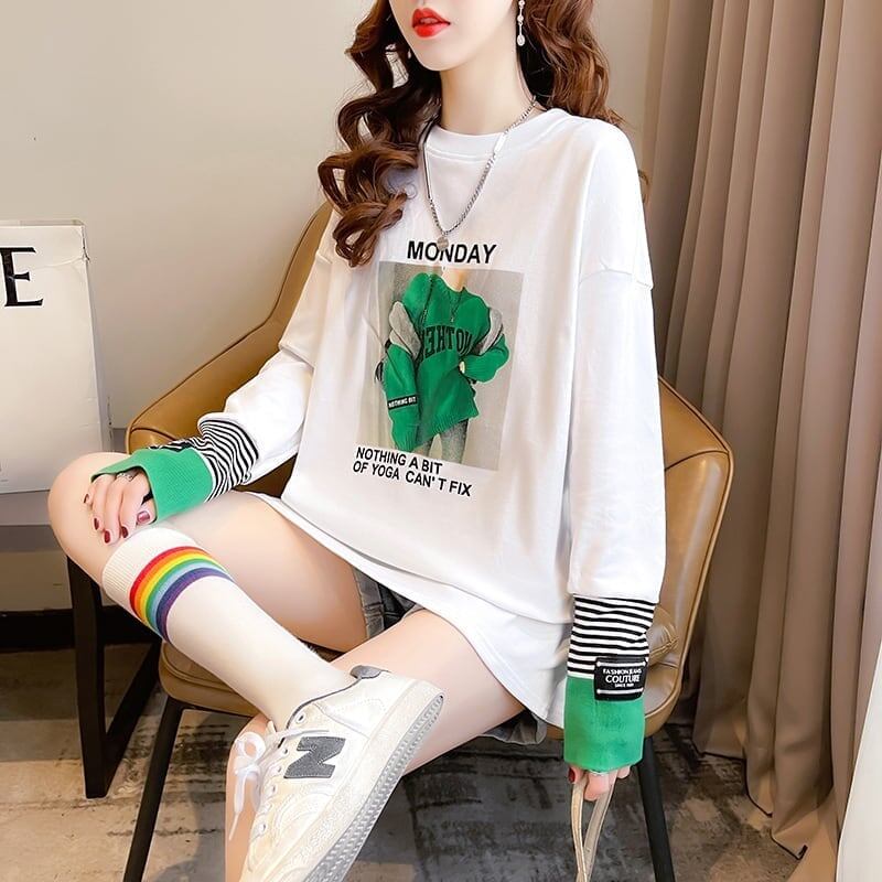女性力を高める ラウンドネック 着心地抜群 プリント Tシャツ カットソー＜S-2865＞