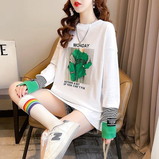 女性力を高める ラウンドネック 着心地抜群 プリント Tシャツ カットソー＜S-2865＞