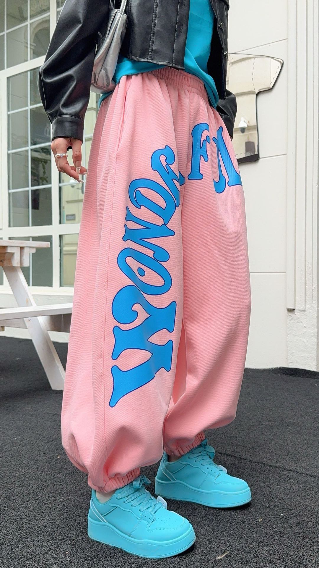 デザイン オシャレ 切り替え 4色 スウェット パンツ <S-12210>