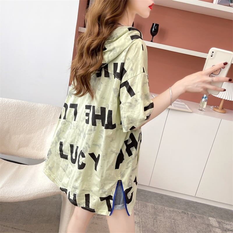 着心地抜群 切り替え 女性力を高める プリント Tシャツ カットソー＜S-3489＞