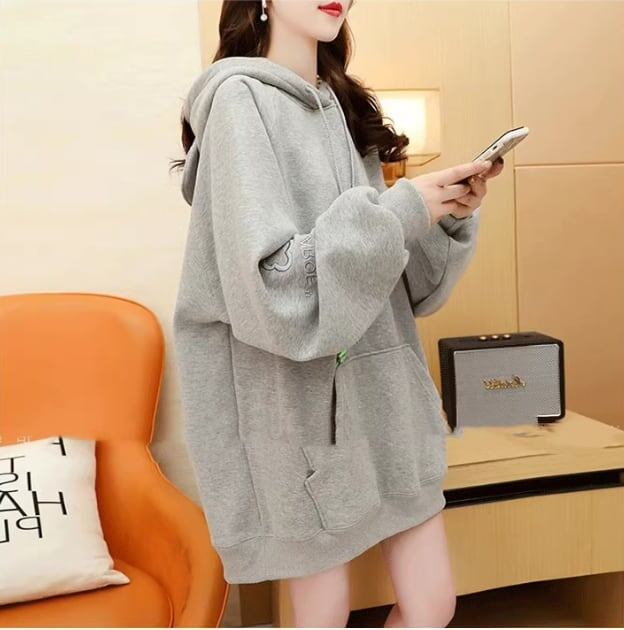 超人気刺ロゴ裏起毛フード付きロングパーカー3色あり＜S-4470＞