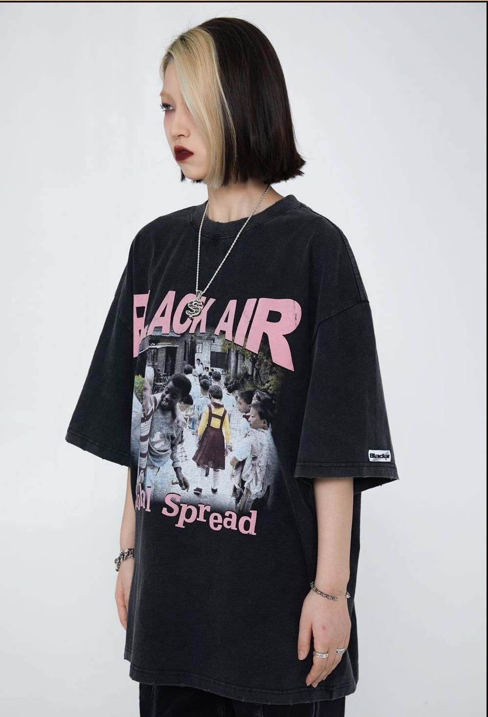 見逃し厳禁 ファッション ストリート系 ヴィンテージ加工 プリントTシャツ ＜S-2893＞