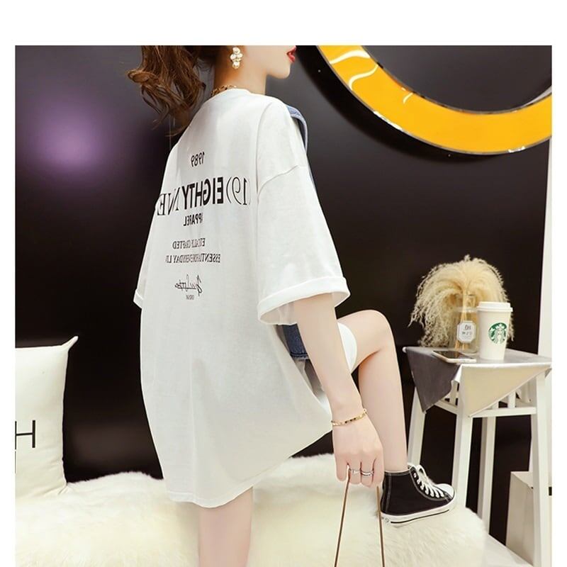 着回し力抜群 レイヤード風 カジュアル ゆったり 2色選択 半袖Tシャツ＜S-8958＞