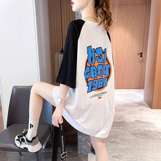 好感度満載 切り替え 美感いっぱい プリント Tシャツ カットソー＜S-3621＞