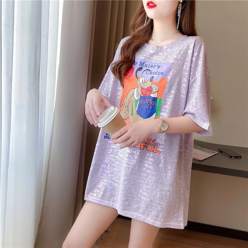 好感度満載 切り替え 美感いっぱい プリント Tシャツ カットソー＜S-3548＞