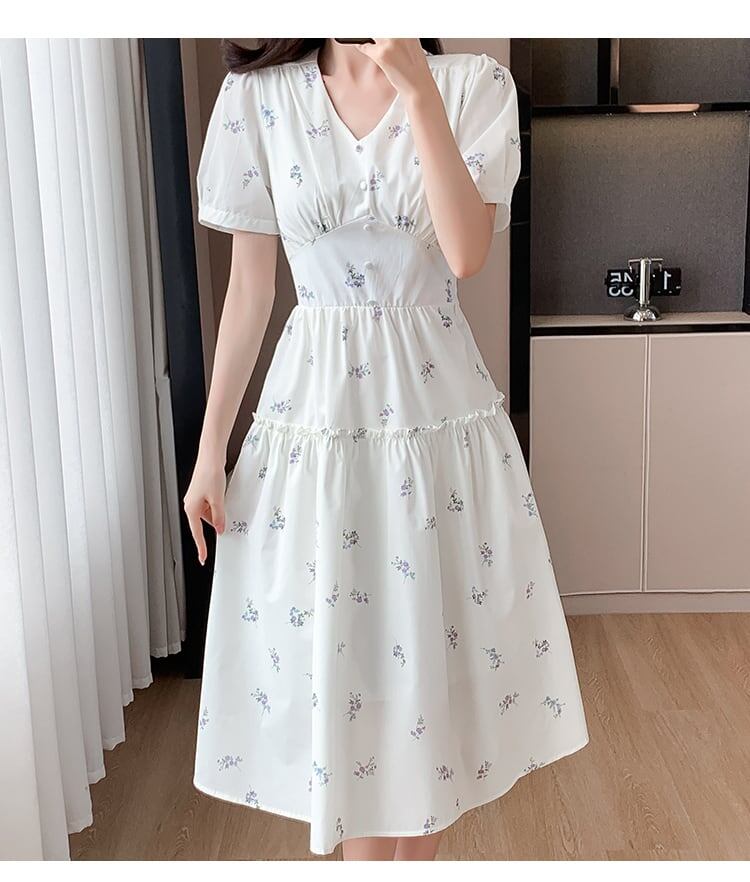 美人度アップ エレガント 着回し力抜群 花柄 ワンピース<S-8818>