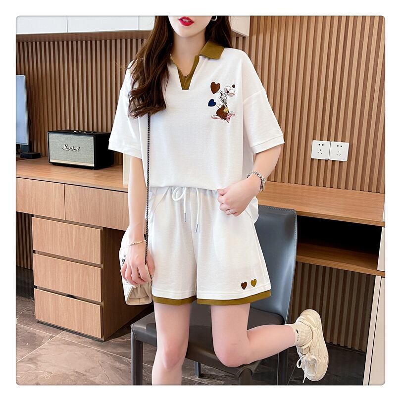 定番シンプル 切り替え カジュアル 半袖Ｔシャツⅹパンツセット全3色 <S-8267>