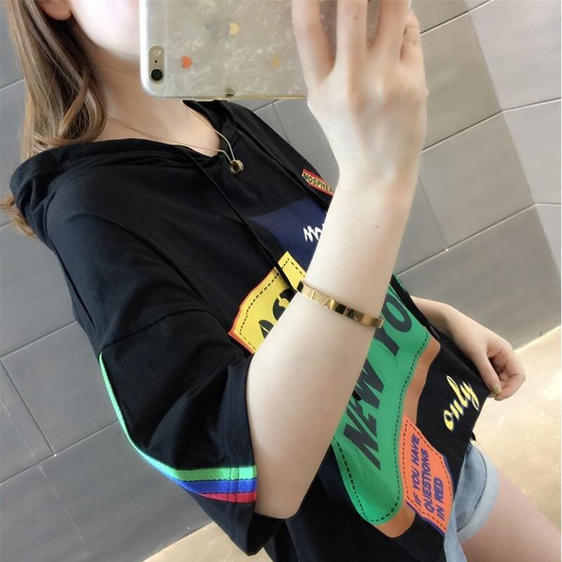 オシャレ度満点 切り替え カジュアル プリント Tシャツ カットソー＜S-3491＞