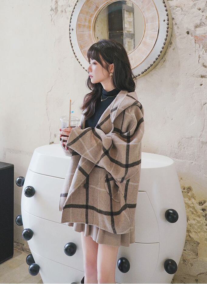 存在感抜群 エレガント トレンドアイテム チェック柄 気質アップ 切り替え トップス<S-9691>