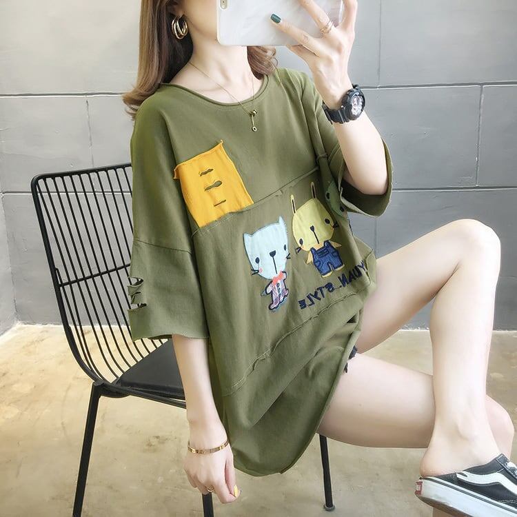 絶対欲しい ダメージ加工 個性派 ゆったり 半袖Tシャツ 全3色 ＜S-4949＞