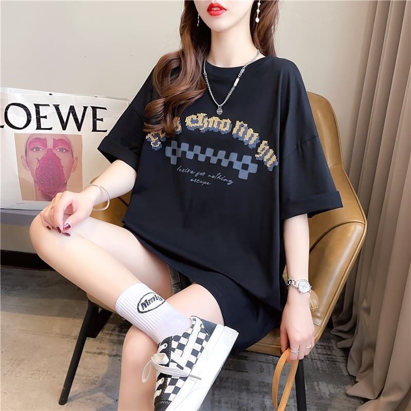 ゆったり感アップ 切り替え オシャレ度満点 プリント Tシャツ カットソー＜S-3478＞