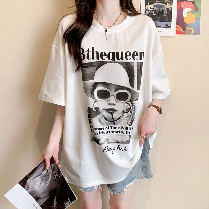 話題沸騰中 レース アバンギャルド 切り替え ホットダイヤモンド 3色選択 半袖Tシャツ＜S-8547＞
