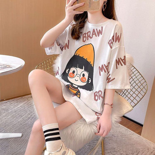 新商品 ラウンドネック 好感度満載 プリント Tシャツ カットソー＜S-8477＞